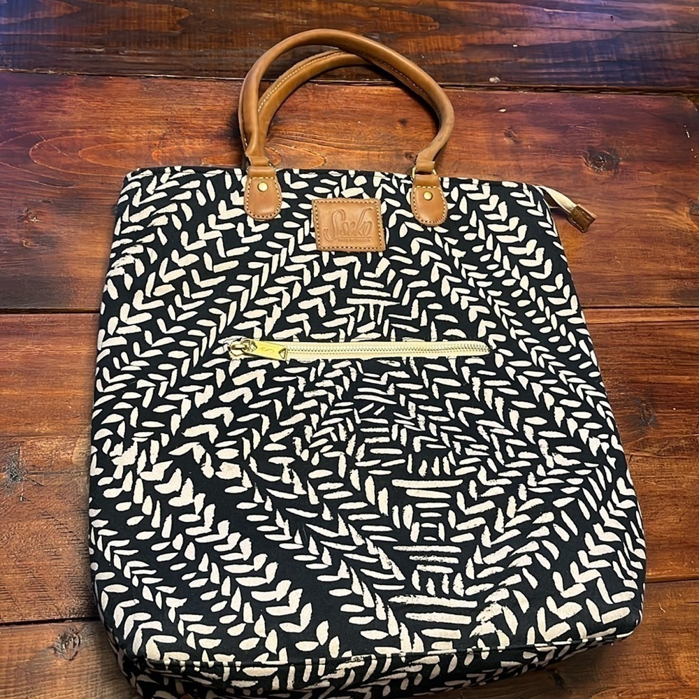 Sseko Black and White Patterned Backpack